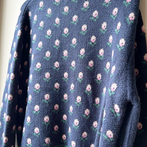 NWOT THE GREAT Navy Blue Bloom Lodge Alpaca & Wool Blend Floral Cardigan Sz S - Picture 12 of 16